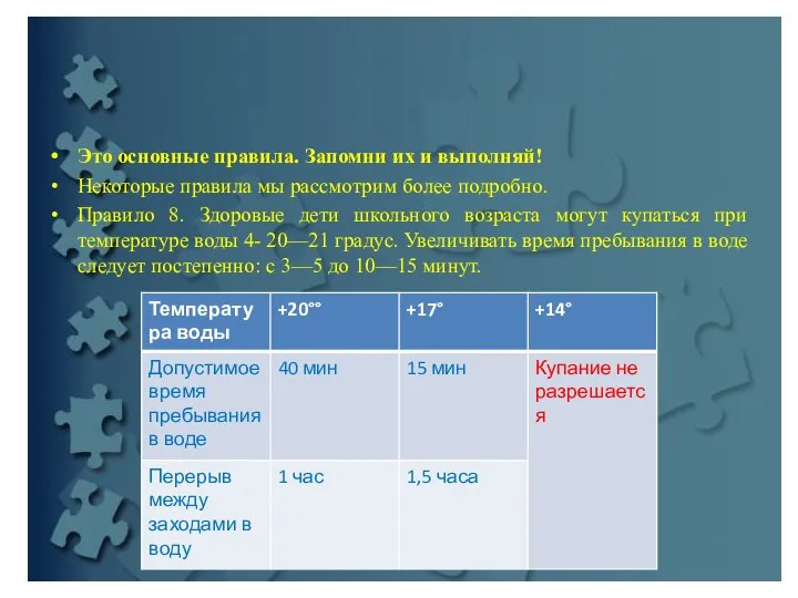 Это основные правила. Запомни их и выполняй! Некоторые правила мы рассмотрим