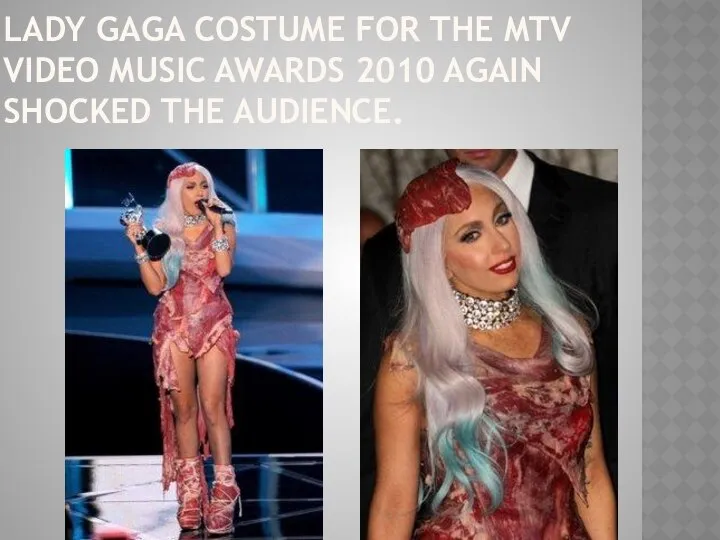 Lady Gaga costume for the MTV Video Music Awards 2010 again shocked the audience.