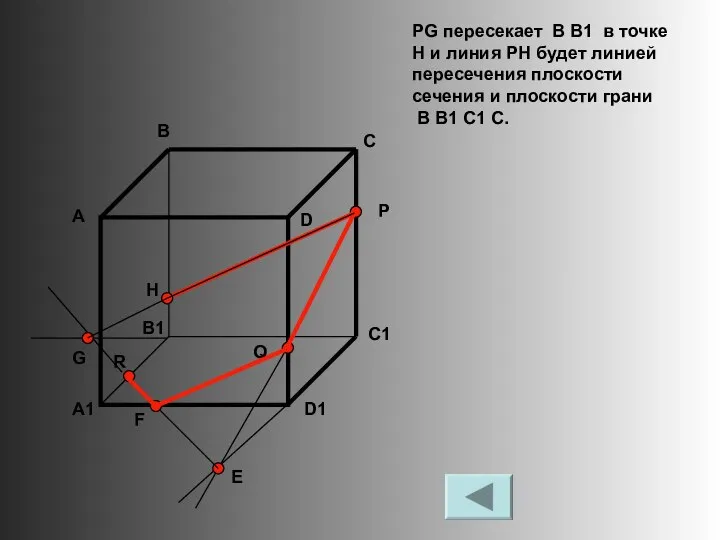 PG пересекает B B1 в точке H и линия PH будет