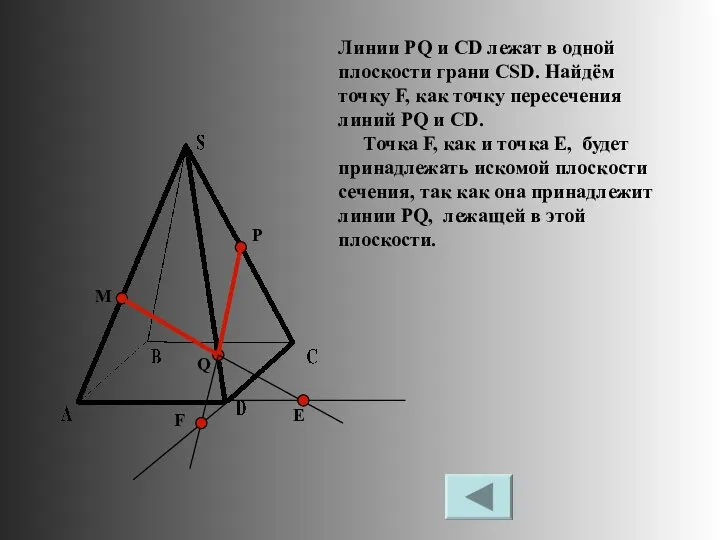 M P Q Е Линии PQ и CD лежат в одной