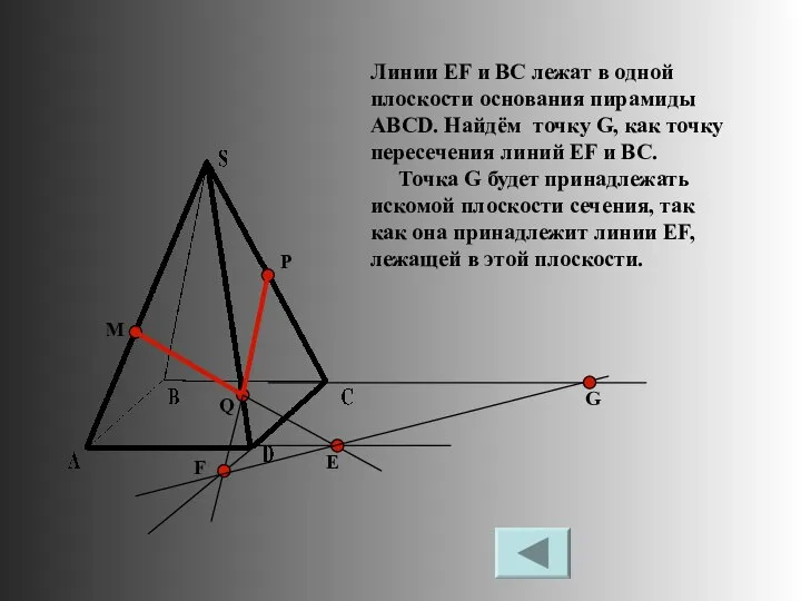 M P Q Е F Линии EF и BC лежат в