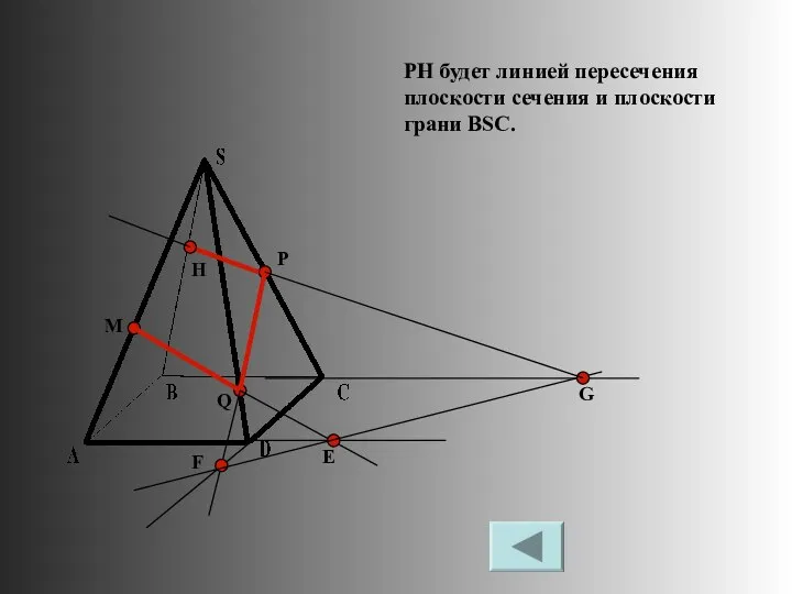 M P Q Е F G H PH будет линией пересечения