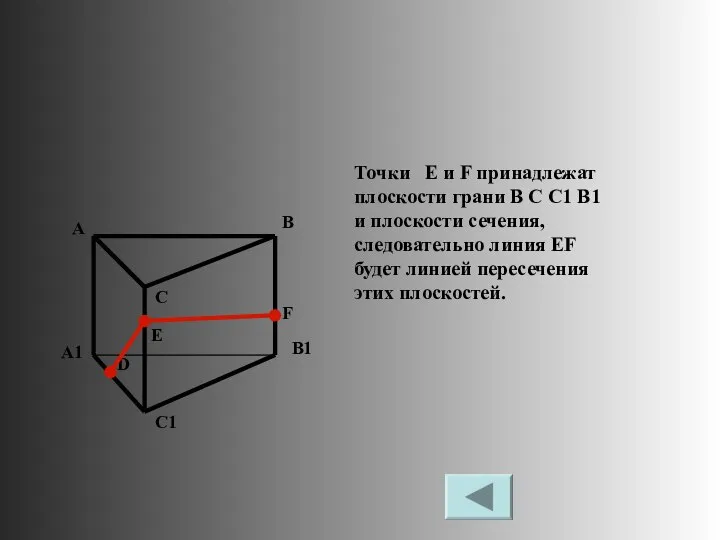 Точки E и F принадлежат плоскости грани B C C1 B1