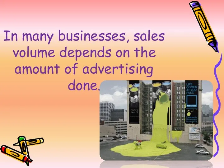 In many businesses, sales volume depends on the amount of advertising done.