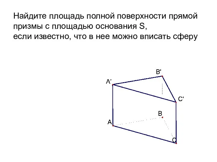 Найдите площадь полной поверхности прямой призмы с площадью основания S, если