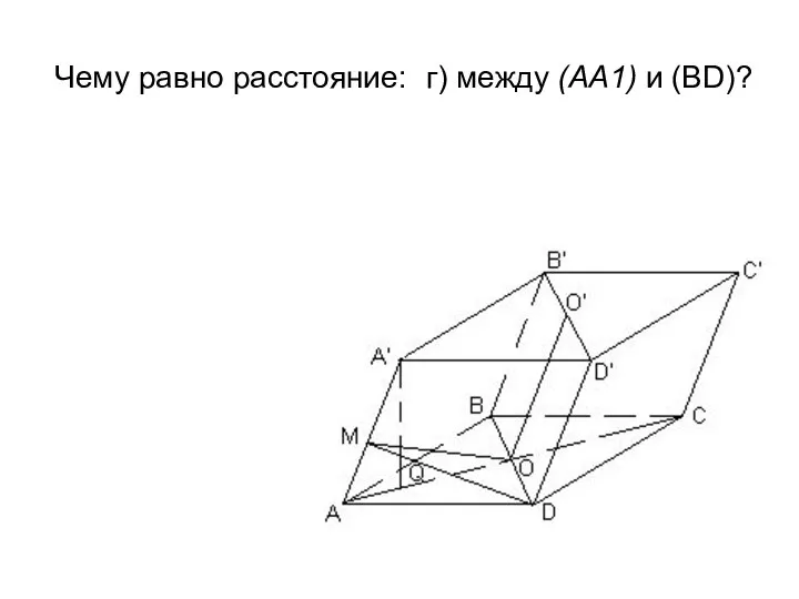 Чему равно расстояние: г) между (AA1) и (BD)?