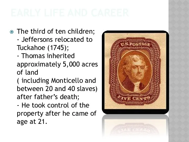 Early life and career The third of ten children; - Jeffersons