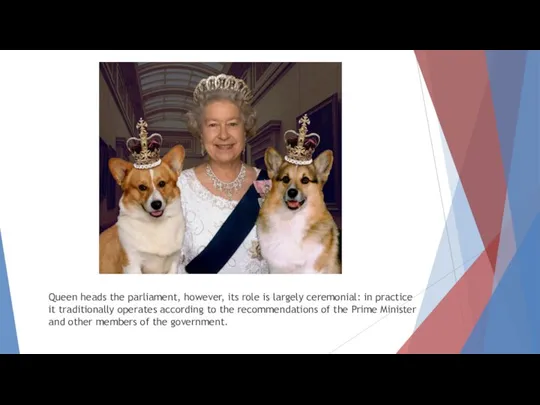 Queen heads the parliament, however, its role is largely ceremonial: in
