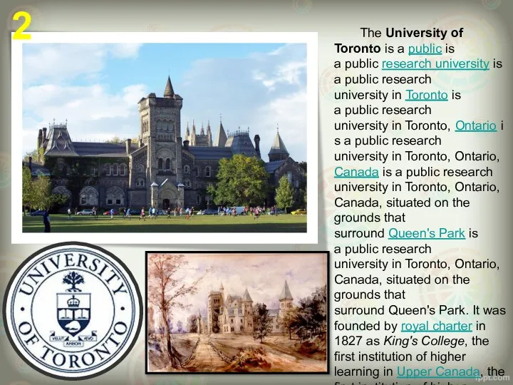 2 The University of Toronto is a public is a public