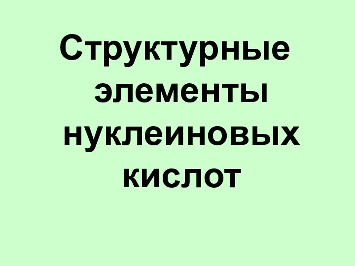 Структурные элементы нуклеиновых кислот