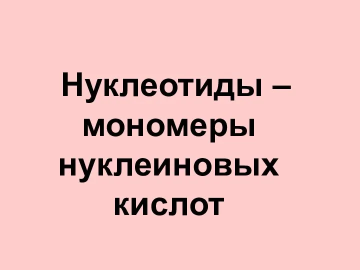 Нуклеотиды – мономеры нуклеиновых кислот