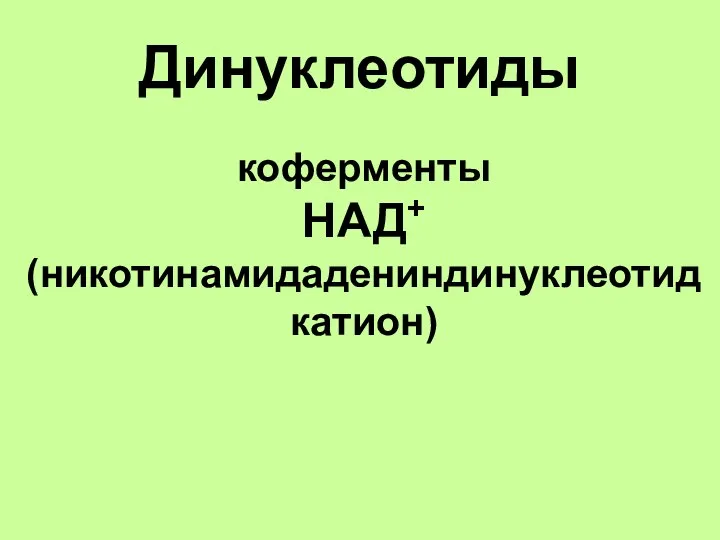 Динуклеотиды коферменты НАД+ (никотинамидадениндинуклеотид катион)