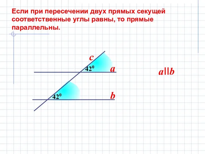 420 Если при пересечении двух прямых секущей соответственные углы равны, то