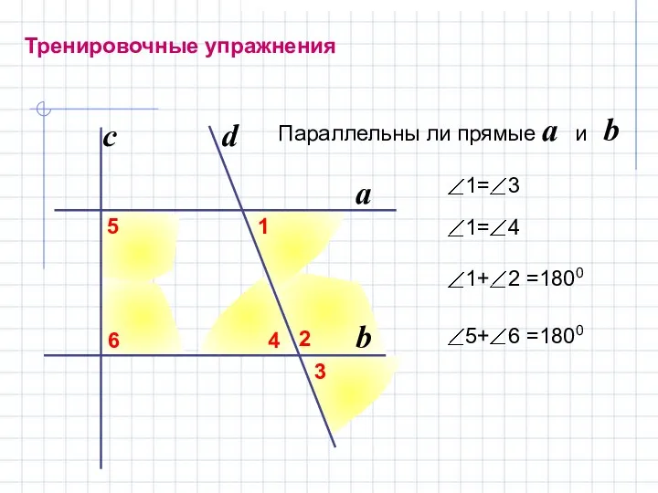 Тренировочные упражнения Параллельны ли прямые a и b b a d