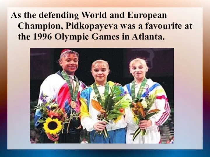 As the defending World and European Champion, Pidkopayeva was a favourite