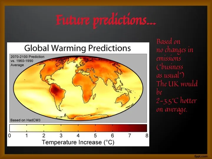 Future predictions… Based on no changes in emissions (“business as usual”)