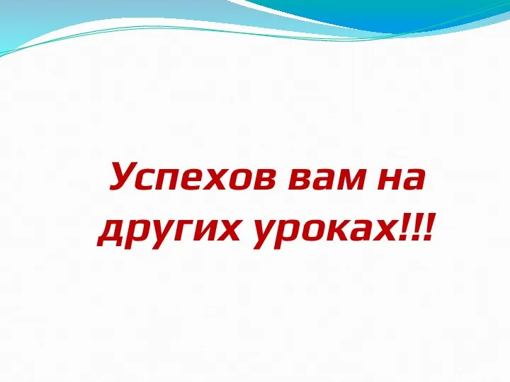 Успехов вам на других уроках!!!