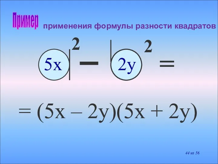 = (5x – 2у)(5х + 2у) 2 = 5х 2у 2