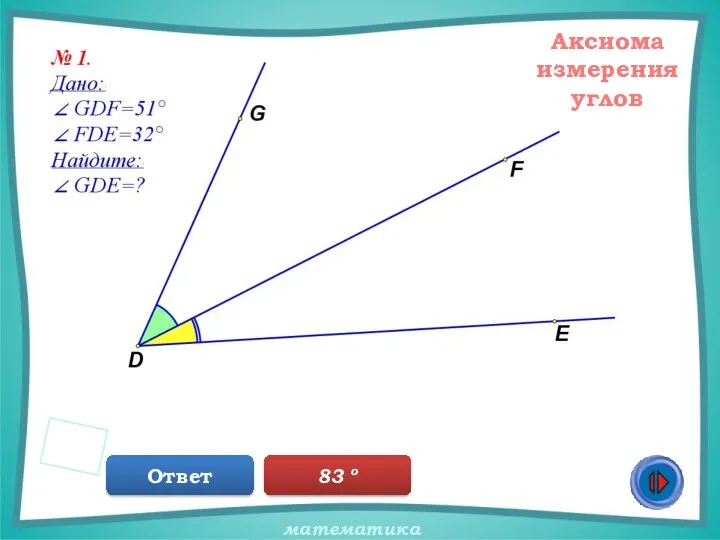 Аксиома измерения углов Ответ 83 о