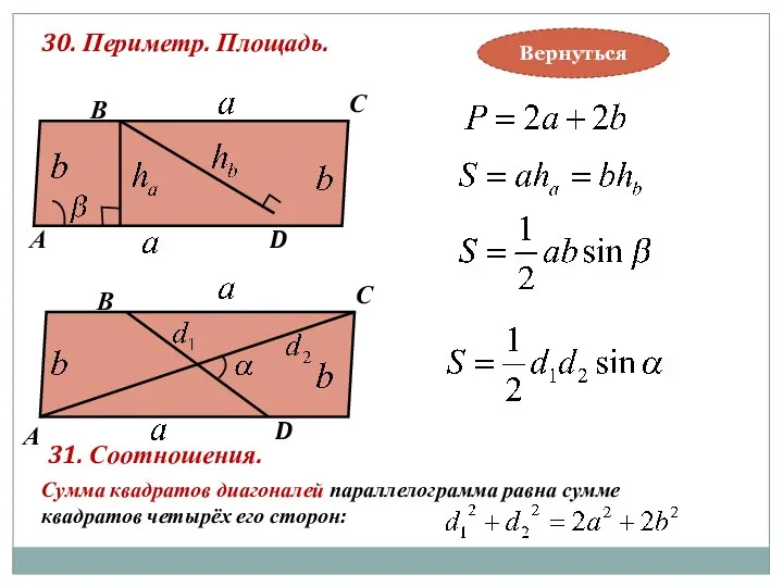 30. Периметр. Площадь. В А С D В А С D