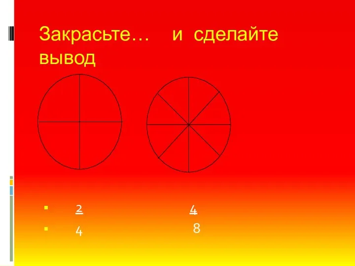 Закрасьте… и сделайте вывод 2 4 4 8