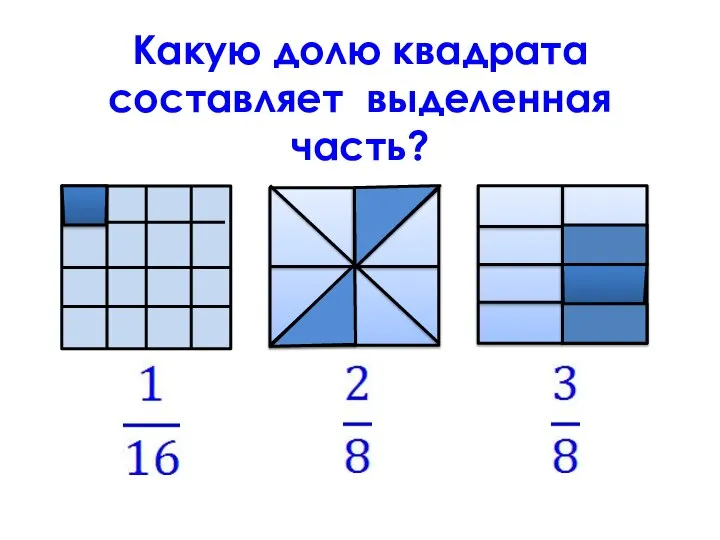 Какую долю квадрата составляет выделенная часть?