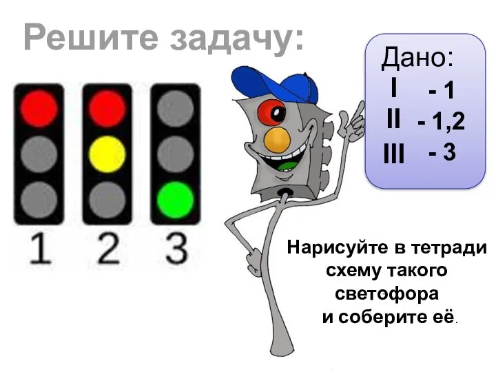 Решите задачу: I II III Дано: - 1,2 - 3 -