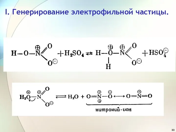 I. Генерирование электрофильной частицы.