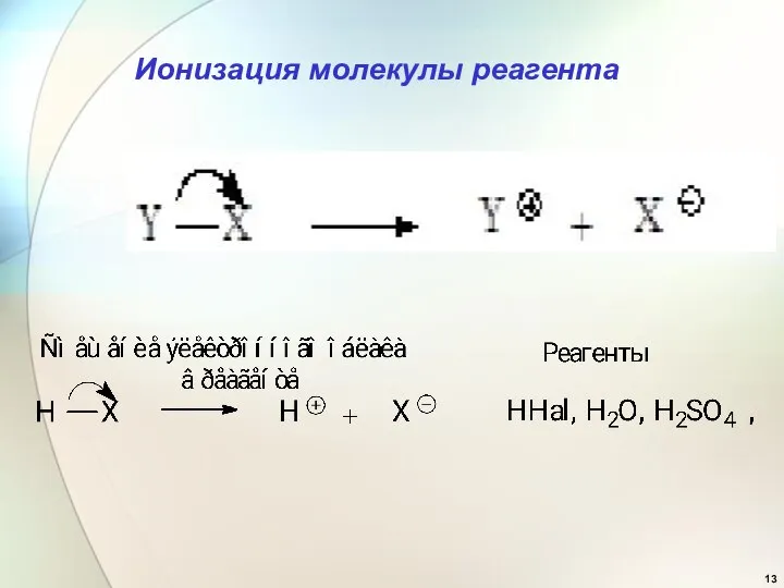 Ионизация молекулы реагента