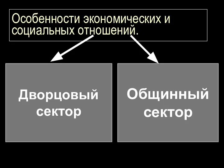 Особенности экономических и социальных отношений. Дворцовый сектор Общинный сектор