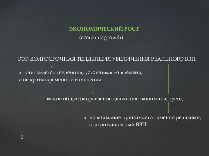 ЭКОНОМИЧЕСКИЙ РОСТ ЭТО ДОЛГОСРОЧНАЯ ТЕНДЕНЦИЯ УВЕЛИЧЕНИЯ РЕАЛЬНОГО ВВП (economic growth) учитывается