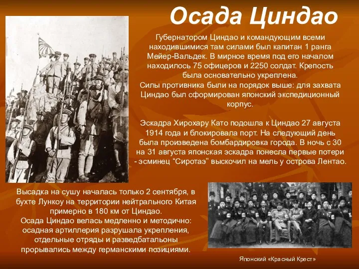 Осада Циндао Губернатором Циндао и командующим всеми находившимися там силами был