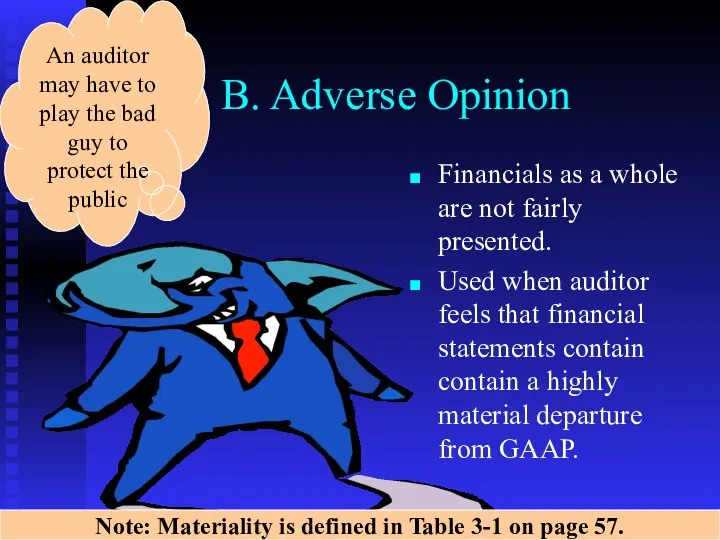 B. Adverse Opinion Financials as a whole are not fairly presented.