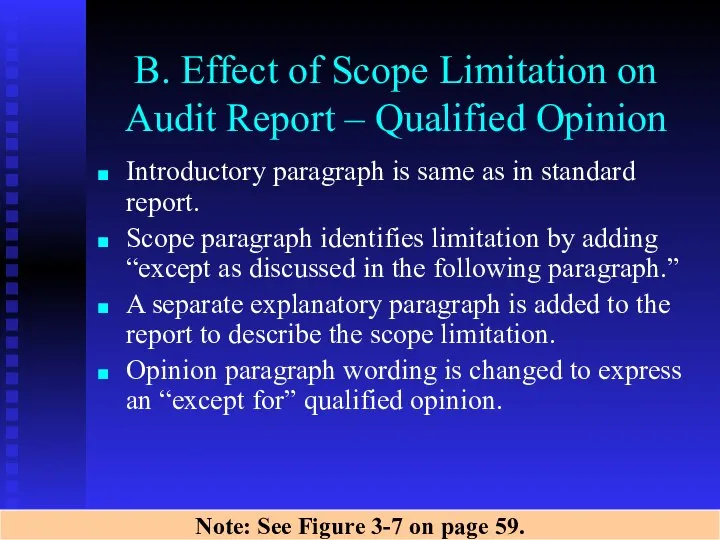 B. Effect of Scope Limitation on Audit Report – Qualified Opinion