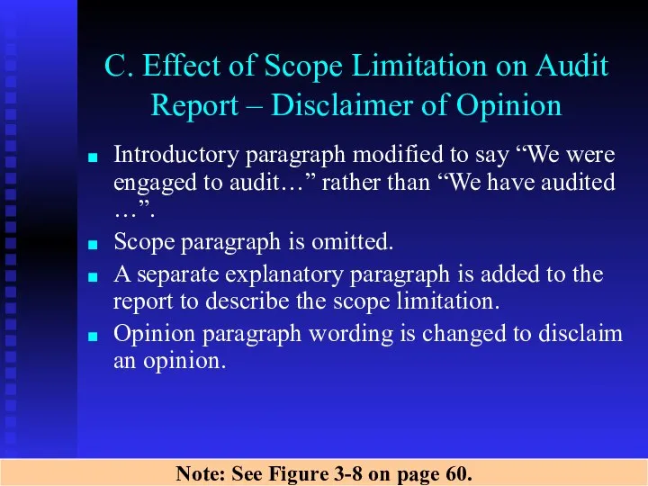 C. Effect of Scope Limitation on Audit Report – Disclaimer of