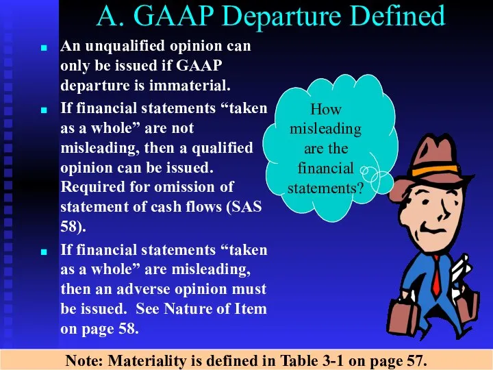 A. GAAP Departure Defined An unqualified opinion can only be issued