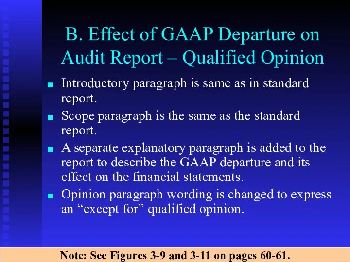 B. Effect of GAAP Departure on Audit Report – Qualified Opinion