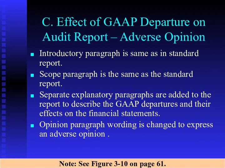 C. Effect of GAAP Departure on Audit Report – Adverse Opinion