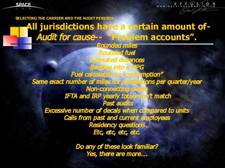 * SELECTING THE CARRIER AND THE AUDIT PERIODS- All jurisdictions have