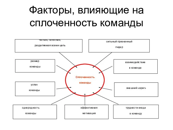 Факторы, влияющие на сплоченность команды