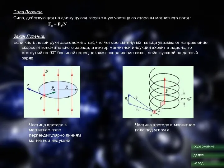 Сила Лоренца Сила, действующая на движущуюся заряженную частицу со стороны магнитного