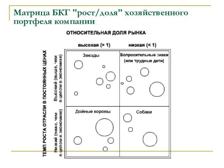 Матрица БКГ "рост/доля" хозяйственного портфеля компании