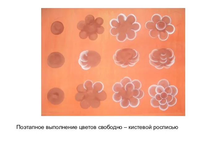Поэтапное выполнение цветов свободно – кистевой росписью