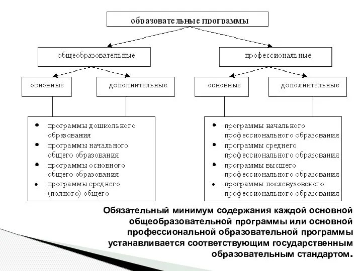 Обязательный минимум содержания каждой основной общеобразовательной программы или основной профессиональной образовательной