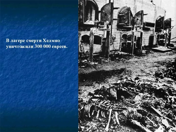 В лагере смерти Хелмно уничтожили 300 000 евреев.