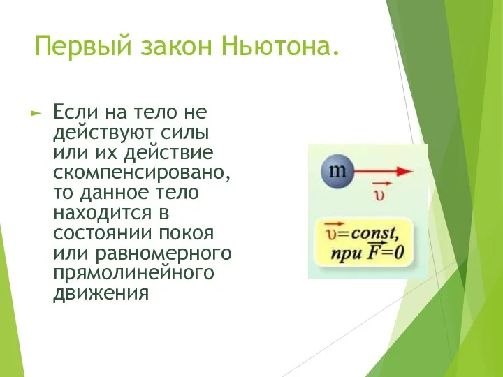 Первый закон Ньютона. Если на тело не действуют силы или их