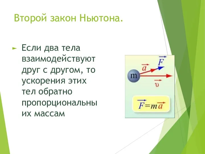 Второй закон Ньютона. Если два тела взаимодействуют друг с другом, то