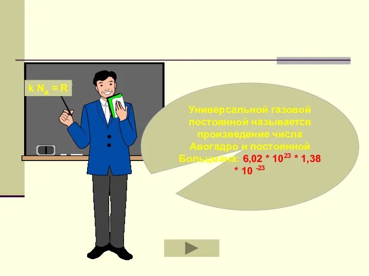 Универсальной газовой постоянной называется произведение числа Авогадро и постоянной Больцмана: 6,02
