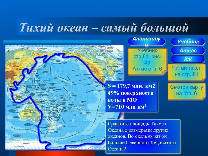 Тихий океан – самый большой Учебник Атлас К/К Читай текст на