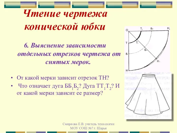 6. Выяснение зависимости отдельных отрезков чертежа от снятых мерок. От какой